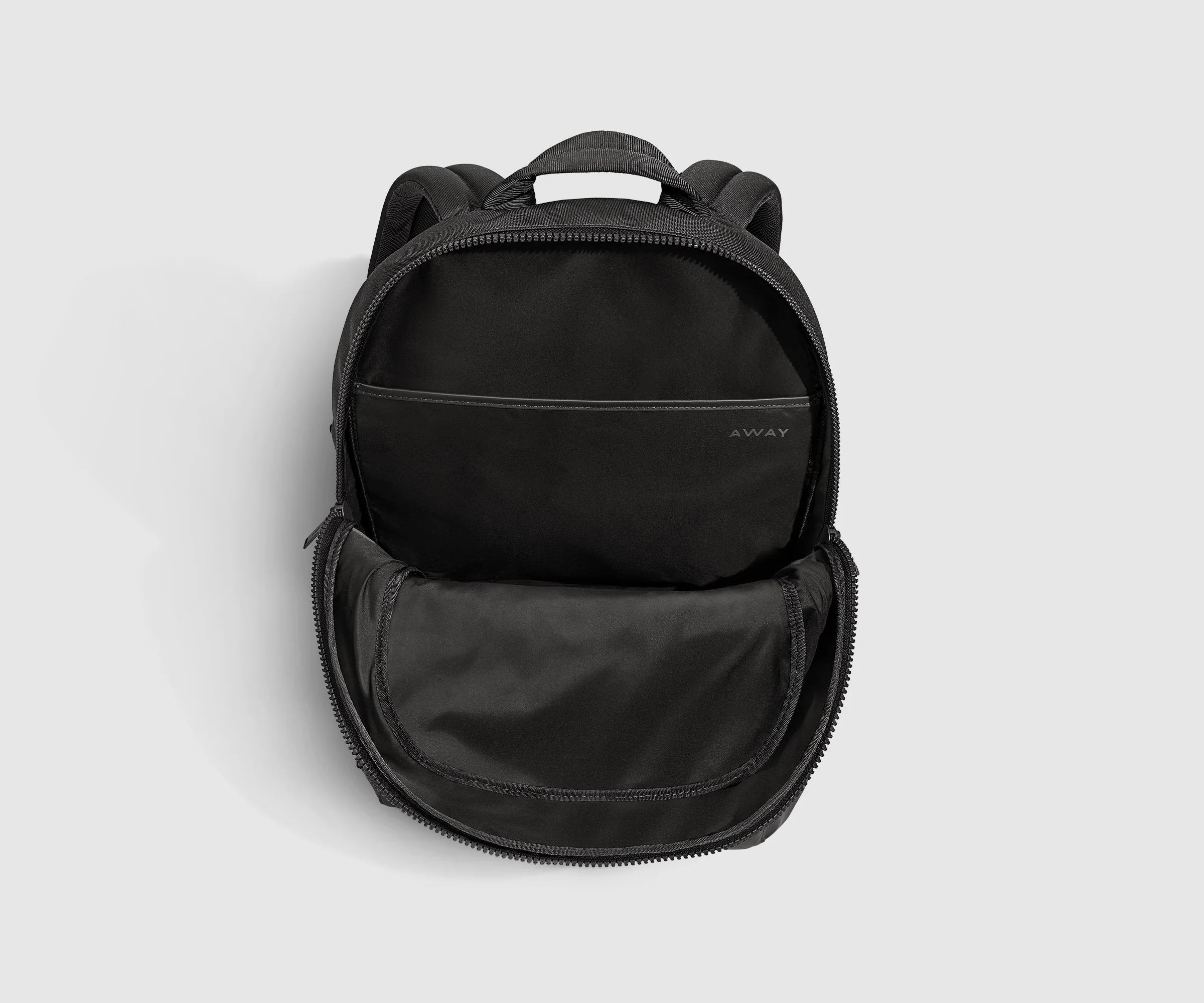 Unzipped, unpacked view of the Active Backpack