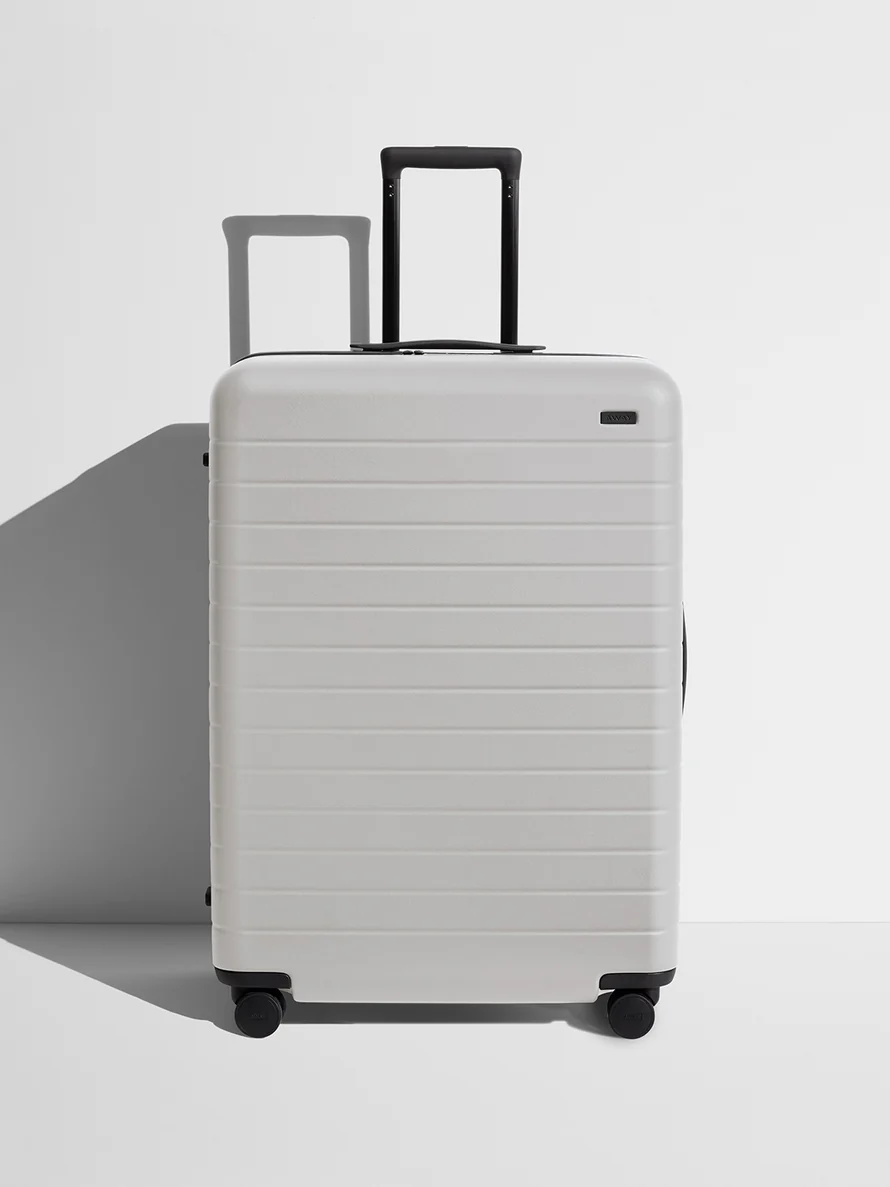 Front view of a Cloud Gray large suitcase